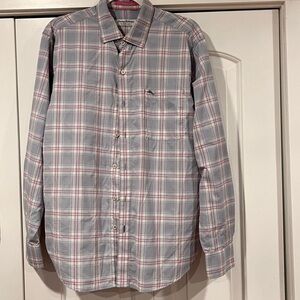 Tommy Bahama The Siesta key‎ shirt Men's Gray and pink Plaid Shirt medium